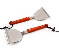 pack de 2 spatules en acier inoxydable | Spatule à viande avec manche en bois | Pelle à rôtir | Spatule à rôtir | Spatule à barbecue | Spatule à barbecue BBQ | Ustensiles de cuisine | Burger Spatule à