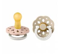 BIBS Sucette Bohème Glow – Latex rond – Taille 2 (6+ mois) – Blush/Vanilla 2 pièces