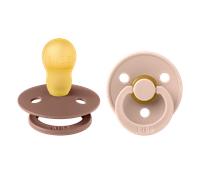 BIBS Tétine Colour – Lot de 2, sans bisphénol A, ronde en latex naturel – Woodchuck/Blush – 12+ mois
