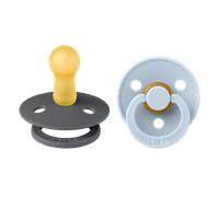 Pack de 2 sucettes Colour Caoutchouc 6 mois+ Iron et Baby Blue