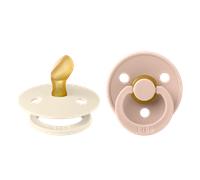 BIBS - Lot de 2 sucettes Colour - Anatomique en latex Taille 1 (0-6 mois) - Ivory/Blush