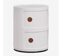 Pack de 2 tables de chevet Ø30 cm avec étagères Babel Blanc Cassé
