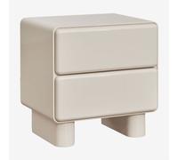 Pack de 2 tables de chevet rectangulaires avec deux tiroirs en MDF Sheila Tapioca Beige 50 x 40 cm