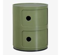 Pack de 2 tables de chevet rondes Ø30 cm avec étagères Babel Vert Olive Intense