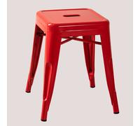 Pack De 2 Tabourets Bas Empilables En Acier Lix 45 Cm Rouge Rouge