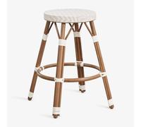 Pack de 2 tabourets hauts en aluminium et rotin synthétique Brielle Bistro Beige nude - Blanc Gardenia ¿65 cm