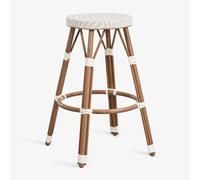 Pack de 2 tabourets hauts en aluminium et rotin synthétique Brielle Bistro Beige nude - Blanc Gardenia ¿75 cm