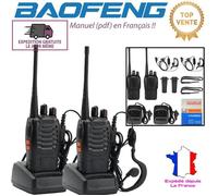 Pack de 2 talkies-walkies Baofeng BF888S - 16 canaux, socles de recharge et oreillettes inclus - Noir