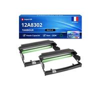 Pack de 2 Tambours compatible pour Lexmark 12A8302 Noir 30000 Pages