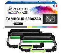 Pack de 2 Tambours compatible pour Lexmark 55B0ZA0 Noir 40000 Pages