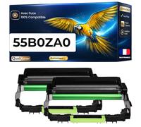 Pack de 2 Tambours Compatible pour Lexmark 55B0ZA0 Noir 40000 Pages Qualitoner