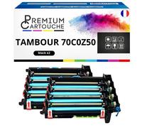 Pack de 2 Tambours compatible pour Lexmark 70C0Z50 Noir 40000 Pages
