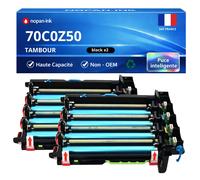 Pack de 2 Tambours compatible pour Lexmark 70C0Z50 Noir 40000 Pages NOPAN-INK