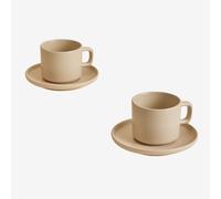 Pack de 2 tasses à café 26 vec soucoupe en grès Sillex Beige Amande