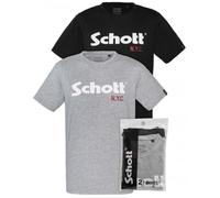 Pack de 2 tee-shirts - SCHOTT - TS01MCLOGO-BKHG - 100% coton - Manches courtes - Col arrondi M