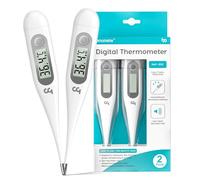 Pack de 2 Thermomètre Numérique pour Bébé et Adults, Thermometre Fièvre Médical, Rapide et Précis, Signal Acoustique, Commutable ℃/℉