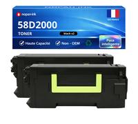 Pack de 2 Toners compatible pour Lexmark 58D2000 Noir 7500 Pages NOPAN-INK