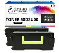 Pack de 2 Toners compatible pour Lexmark 58D2U00 Noir 55000 Pages