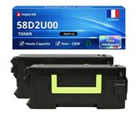 Pack de 2 Toners compatible pour Lexmark 58D2U00 Noir 55000 Pages NOPAN-INK