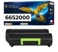 Pack de 2 Toners compatible pour Lexmark 66S2000 Noir 5000 Pages