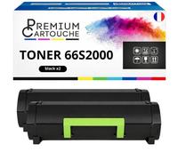 Pack de 2 Toners compatible pour Lexmark 66S2000 Noir 5000 Pages