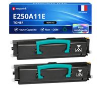 Pack de 2 Toners compatible pour Lexmark E250A11E Noir 3500 Pages NOPAN-INK