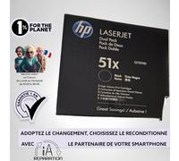 Pack De 2 Toners HP 51X Q7551XD Original Neuf Noir 13 000 Pages x 2