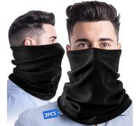 Pack de 2 Tours de Cou - Noir - Coton Respirant, Coupe-Vent & UV 50+ - Cache-Col pour Randonnée, Vélo, Festivals, Taille Unique, Toutes Saisons