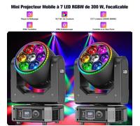 Pack de 2-UKING-Lampe de Scène DJ Professionnelle - 7 LED RGBW + 30 LED Full Color- Jeux de Lumière - Effets 540°-DMX/Stroboscope