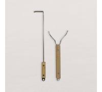 Pack de 2 ustensiles en inox pour Kamado Inox très résistant Facilite l'utilisation de votre kamado Poignée en bois pour une bonne prise en main