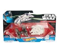 Pack de 2 vaisseaux star wars tie fighter et le millenninum falcon 7.5cm - the force awakens - vehicule hot wheels - mattel multicolore G