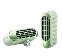 Pack de 2 ventilateur de glace de refroidissement portable portable, 3000mAh Mini ventilateur rechargeable USB, poche avec support à 360 ° et magnétique, 3 paramètres de mode de refroidissement green