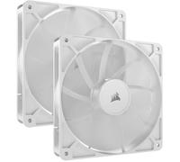 Corsair Ventilateurs PWM RS140 140 mm – Daisy‑chain, Silencieux, Roulement magnétique – Pack 2 Blanc