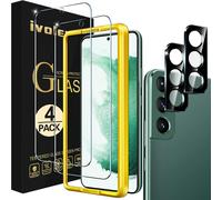 Pack De 2 Verre Trempé Compatible Avec Samsung Galaxy S22 5g (Pas Pour S22 Plus), Avec [2 Pièces] Caméra Arrière Protecteur Et Kit Installation Offert, Film De Protection D¿Écran