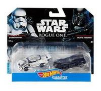 Pack de 2 voitures star wars stormtrooper et death trooper - vehicule hot wheels rogue one - mattel G