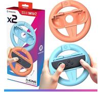 Oniverse Pack de 2 Volants de Course Manettes pour Nintendo Switch 2 - Accessoires Switch 2 pour Mario Kart, Supports Volant Orange et Bleu, Intuitif, Boutons SL/SR Accessibles - Pour Joy Con