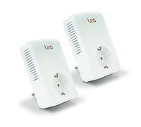 Pack de 2 x CPL LEA Networks NetSocket1800 (1800 Mbps) Ethernet Gigabit avec Prise gigogne filtrée