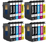 Pack de 20 Cartouches Compatible pour Epson 604XL Noir & Couleurs Qualitoner