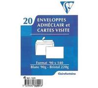 Pack de 20 enveloppes et 20 cartes visite Clairefontaine Adhéclair Blanc Blanc G
