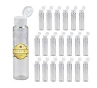 Pack de 20 Flacons Voyage 75ml en Plastique Transparent avec Bouchon Flip-Flop - Bouteilles Vides pour Cosmétiques, Lotion, Shampoing, Gel Douche, Kit Voyage Avion