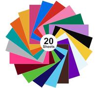 Pack de 20 Vinyle Adhésif 30.5 cm x 30.5 cm - Multicolores pour Décoration, Artisanat, Compatible avec la plupart des machines - Durable, Facile à Couper, Idéal pour Designs