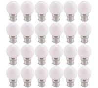 Pack de 24 ampoules de couleur LED 2W B22 G45, utilisées pour l'éclairage de fête, terrasse extérieure Noël, ampoule de golf LED couleur blanc chaud [classe énergétique A +]