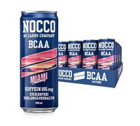 Pack de 24 boissons énergisantes NOCCO BCAA - sans sucre, végétalien, alimentation énergétique avec café, vitamines et acides aminés - ananas des Caraïbes, 24 x 330 ml inclus. Pfand (Miami)