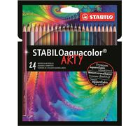 STABILO STABILOaquacolor ARTY - Crayon de couleur - Etui carton x 24 crayons aquarellables - Gamme ARTY