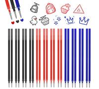 Pack de 24 mines de rechange effaçables, compatibles, pointe 0,7 mm, hauteur 13 cm, bleu, noir, rouge, recharge stylo gel effaçable, mines pour stylos effaçables
