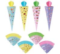 Pack de 24 Petits cônes d'école, Surprise DIY Sac à Sucre Pliable pour Le Premier Jour d'École Sac d'École pour Frères Et Sœurs