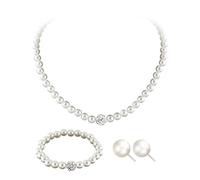 Pack De 3 Bijoux En Perles Artificielles, Collier De Perles Unies, Boucles D'Oreilles En Perles, Bijoux En Perles Pour Femmes À Porter Au Quotidien, Fêtes Et Célébrations