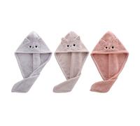 Pack De 3 Bonnets De Séchage De Cheveux De Chat, Bonnets De Séchage De Cheveux De Dessin Animé Mignon, Serviettes Absorbantes De Séchage De Cheveux, Accessoires De Douche