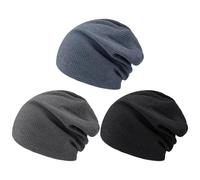 Pack De 3 Bonnets Unis, Bonnets Tricotés Élastiques, Bonnets Coupe-Vent, Bonnets De Sports De Plein Air, Bonnets De Cyclisme, Bonnets De Ski Respirants Et Confortables