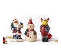 Pack de 3 Bougies Figurines de Noël 15 cm - Décorations Originales Assorties pour Ambiance Festive et Déco de Table